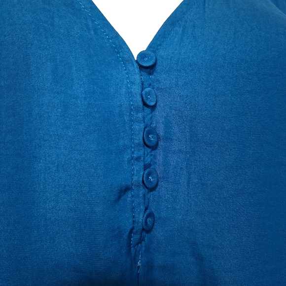 Joie Blue Bohemian Lagenlook Round Hem Long Bell Sleeve Hi Low Blouse Size 2X - Picture 6 of 14
